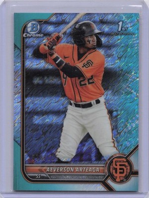 2021 Bowman Draft Baseball Aeverson Arteaga #BCP-82 Aqua Shimmer Refractor /125