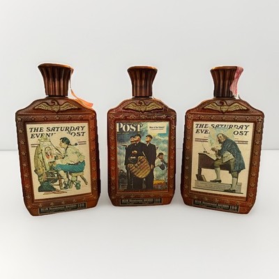 Vintage 1976 Beam's Bicentennial Bourbon Saturday Evening Post Decanters w/Seals