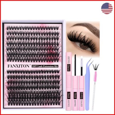 Professional DIY Lash Extension Kit - 40D+50D Clusters with Tweezers to Go Glam