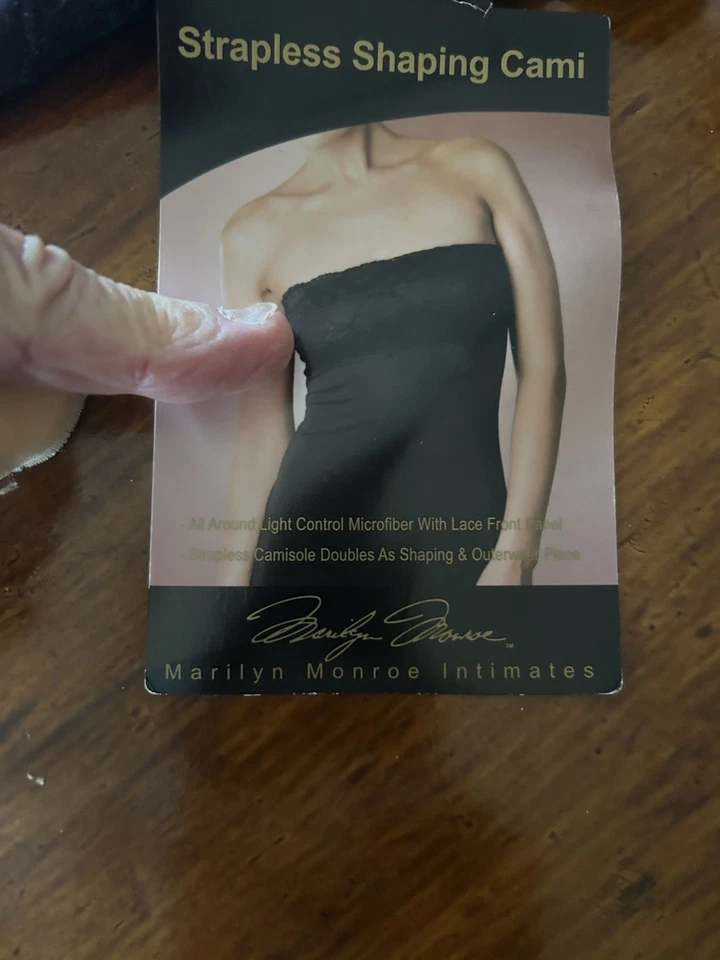 Nuevo con etiquetas Marilyn Monroe Íntimates Sin Tirantes Modelador Cami Negro Talla Med Panel de Encaje Foto 4 de 4