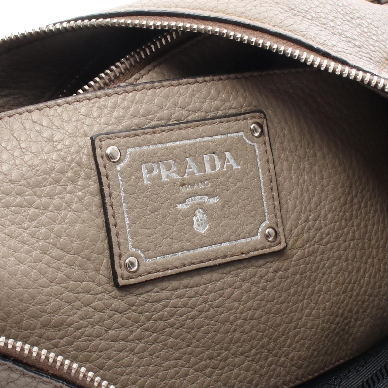PRADA Shoulder hand Bag leather Beige Used Women thumbnail 4