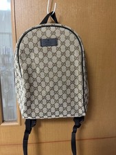 GUCCI 449906 493075 GG Backpack Canvas Leather Brown Vintage Logo From Japan