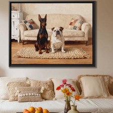 Impresión en lienzo de arte para perros pintura al óleo Doberman Bulldog decoración de sala de estar obras de arte para mascotas