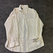 Vintage Button Down Shirt Womens Size 14 White Pinstripe Long Sleeve Made in USA