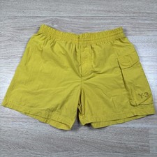 YOHJI YAMAMOTO Y3 Swim Trunks Men Large L Yellow Lined Front Logo Beach Surf