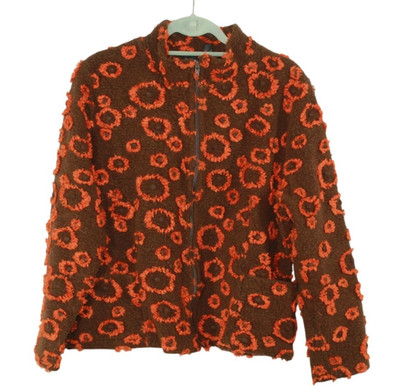 Tib Womens Fleece Sweater Canada Made Cozy Chic Orange Brown Size Medium