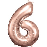 Folienballon Folien Ballon Rosegold Zahl 6 Supershape