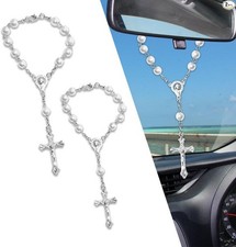 2PCS Car Rosary for Rearview Mirror, Car Mirror Hanging Access Color: K2-white