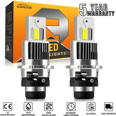 D2S D2R LED Headlight Bulbs Replace HID Xenon 6000K Conversion Kit Hi-Lo Beam