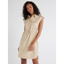Time and Tru Women's Short Sleeve Utility Shirt DressSize XXXL ,Beige --U6--