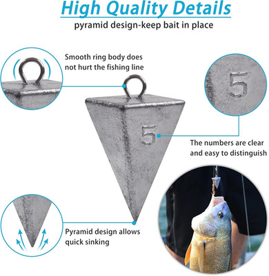 Pyramid Sinkers Fishing Weights Saltwater Bullet Fishing Weights Pyramid Sink...