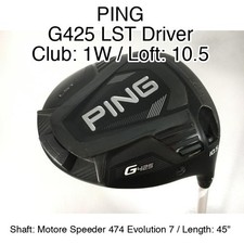 PING G425 LST Driver 1W Driver 10.5 45" Motore Speeder 474 Evolution 7 Stiff Rig