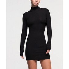 SKIMS Soft Lounge Turtleneck Mini Dress Black Onyx Long Sleeve Bodycon Size M