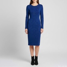 Stella McCartney Blue Jacquard Knit Paneled Knee Length Dress M