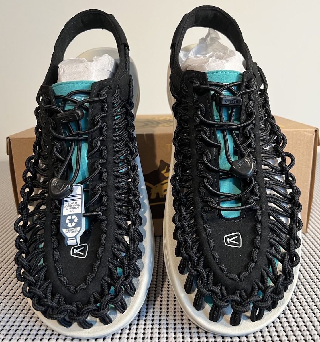 Size 10 Keen Uneek Black Tan Bright Aqua Mens Sport Sandals Shoes NEW Size 10 Keen Uneek Black Tan Bright Aqua Mens Sport Sandals  main image 3