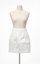 Byrnes Baker Womens Size 8 White 100 Leather Pencil Skirt VTG