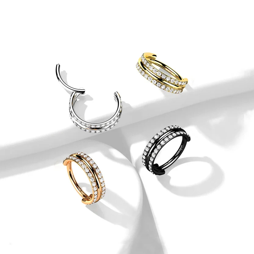 Piercing cartilage GINA triple anneau scintillant pour soirée et quotidien