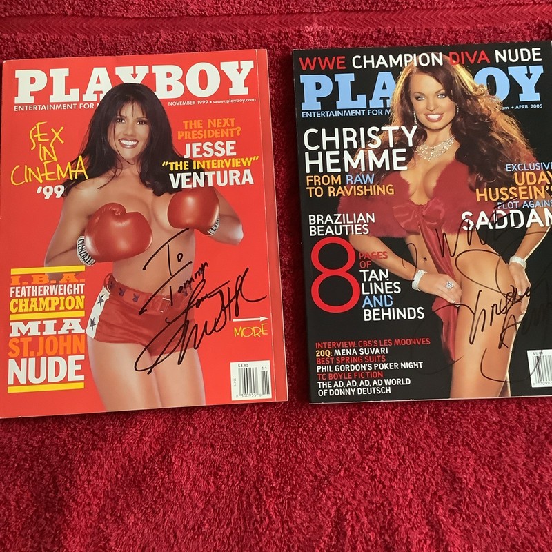 MIA ST. JOHN & Christy Hemme SIGNED PLAYBOY MAGAZINE