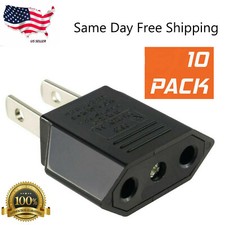 10-Pack EU Euro Europe to US USA Power Jack Wall Plug Converter Travel Adapter