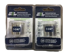 2 Pack Stay Sharp 1-1/4” Diamond Grit Hole Saw, EAB Tool 2055005 1/4” Shank