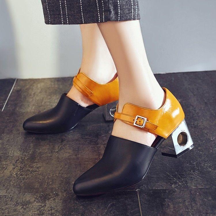 New Womens Leather Chunky Heel Pump Gothic Pointed Toe Ankle Straps shoes Size New Womens Leather Chunky Heel Pump Gothic Pointed Toe Ankle Straps shoes Size