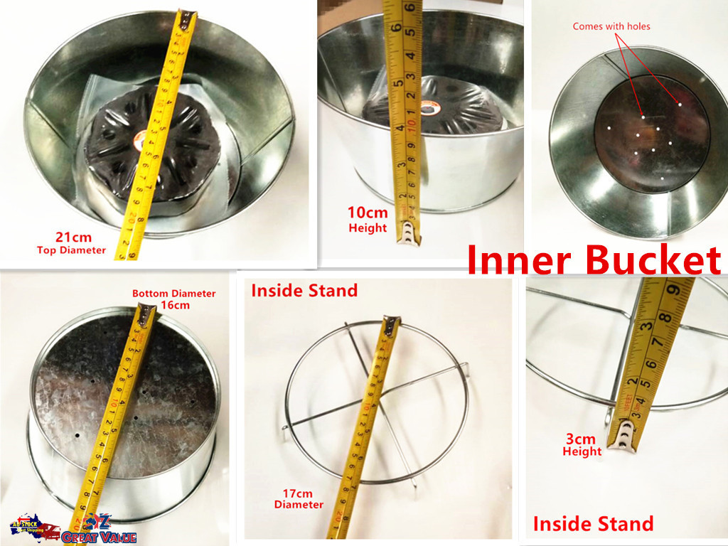 Galvanized Metal Bucket BBQ w Fold Out Legs Outdoor Camping Summer