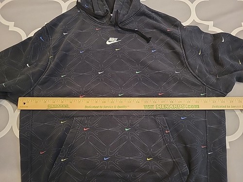 Nike AOP Gel Fleece Pullover Hoodie Mens L DM7930 010 Black Allover Logo Print - Picture 13 of 20