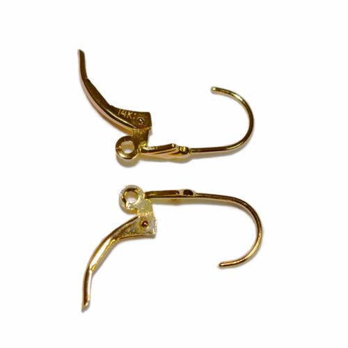 Solid 14K Yellow Gold Fleur De Lis Leverback Split Ring Earring Findings - 1Pair - Picture 4 of 4