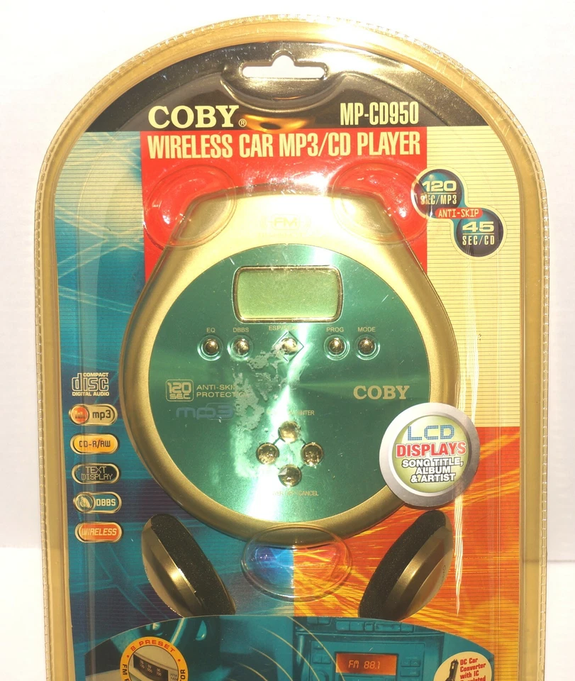 Coby MP-CD950 Wireless Car MP3/CD Player with Headphones NEW, PLEASE READ - Image 2 of 4