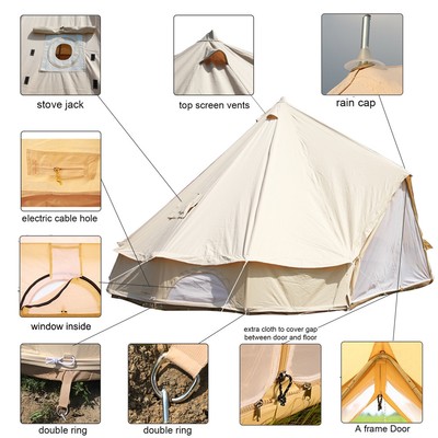 5 Meter Bell Tent Canvas Teepee/Tipi Waterproof Outdoor Glamping With Stove  Jack | eBay