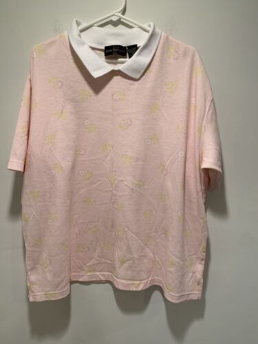 Jenny Buchanan Womens Top Size 1X (16-18W) Pink Short Sleeve Pullover - Afbeelding 1 van 9