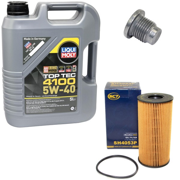 MotoröL Set 5W-40 5 Liter + ÖLfilter SH 4053 P + Schraube FüR Opel Vivaro 2.0-image