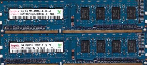 2GB 2x1GB PC3-10600 HYNIX HMT112U6TFR8C-H9 N0 AA-C DDR3-1333 BLUE Ram Memory Kit