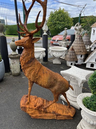 Stag on rock Proud Skyfall Entrance Sculpture pier Deer statue Figure Cast Iron - Picture 16 of 20