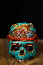 Yak bone Mosaic Gem gZi Beads Turquoise Skull Relic Buddha Pagoda Amulet