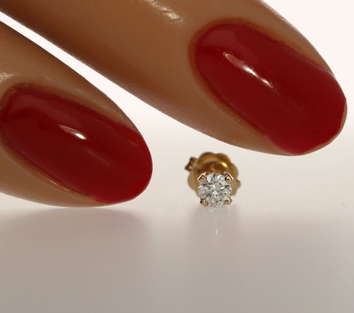 Natural Diamond SINGLE Stud Earring .11CT Round Brilliant 14K YG ½ Pair - Picture 6 of 6