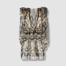 $790 Ulla Johnson Women's Beige Adelaide Printed Silk Mini Dress Size 8
