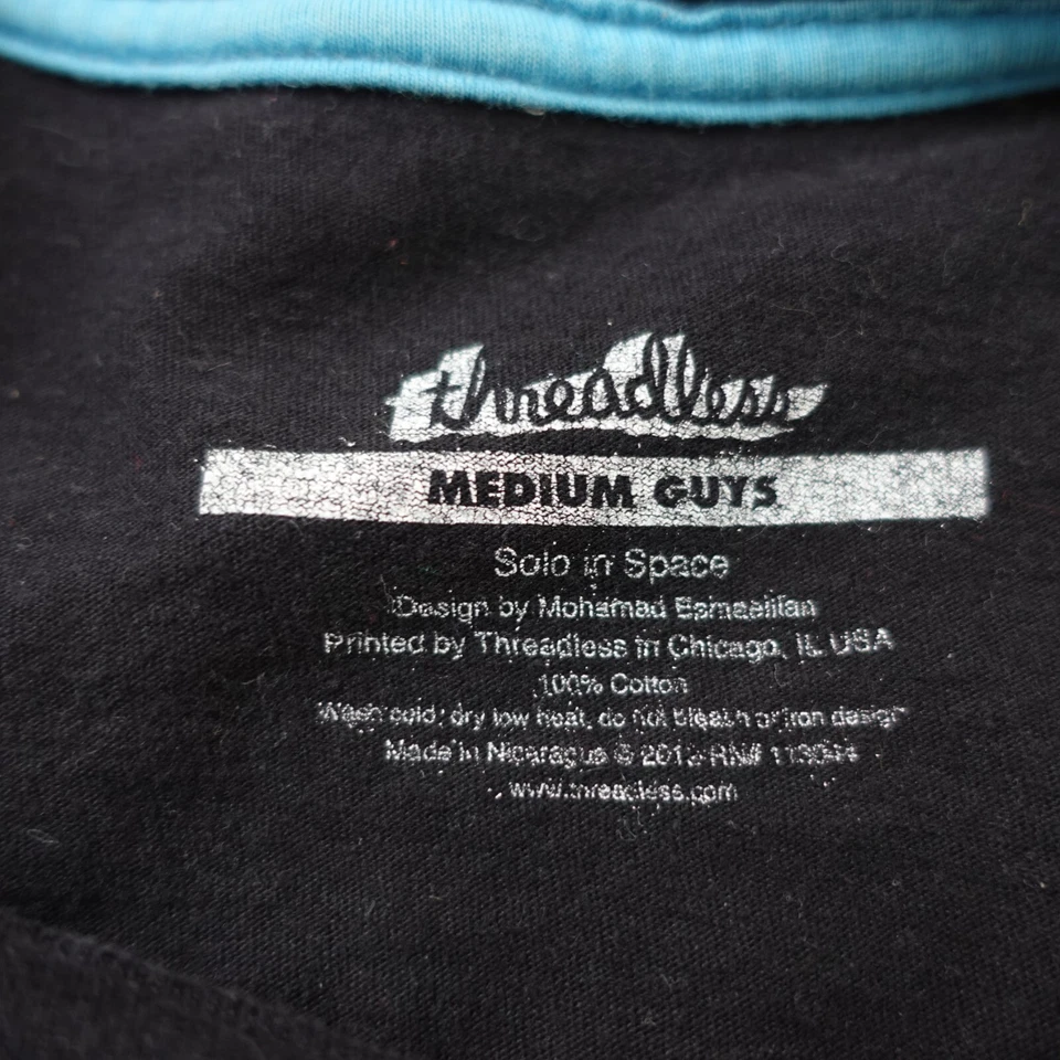 Camiseta sin hilo para hombre talla mediana negra algodón camisetas informales Rock Astronaut Foto 2 de 4