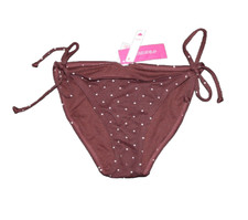 Womens Xhilaration Cheeky Swim Bikini Bottom Small S Burgundy White Dot Tie NEW