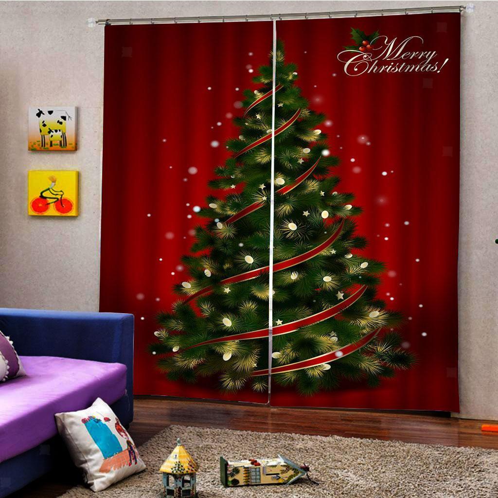 100x140cm Christmas Curtains Living Room Window Waterproof 2Panels