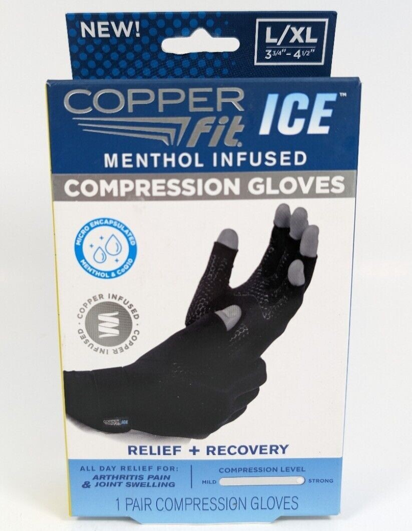 Copper Fit Ice Menthol Infused Compression Gloves Size L / XL 1 Pair