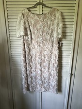 Xscape Illusion Midi Dress 22W Floral Lace White Wedding Bridal Shower NWT *flaw