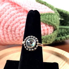 Genuine Abalone  925 Sterling Silver Handmade Ring-Multicolor - Gift -Size 7.5