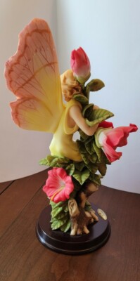 Di Capoli Collection Hibiscus Yellow Pink Fairy On Base 12