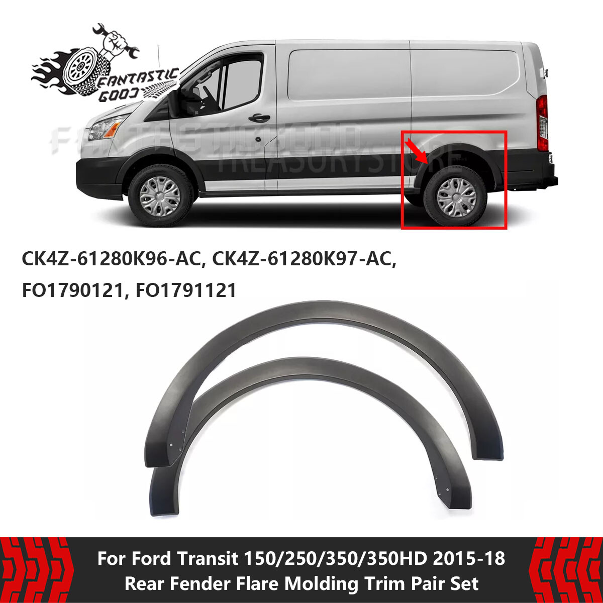 For Ford Transit 150/250/350/350HD 2015-2018 Rear Fender Flare