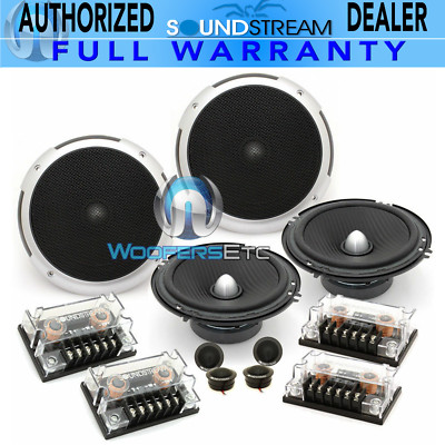 2 sets SOUNDSTREAM PF.6 CAR 6.5'' 100W RMS COMPONENT SPEAKERS TWEETERS CROSSVERS