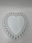 Vintage Westmoreland White Milk Glass Heart Shaped Dish Lace Edge Rare