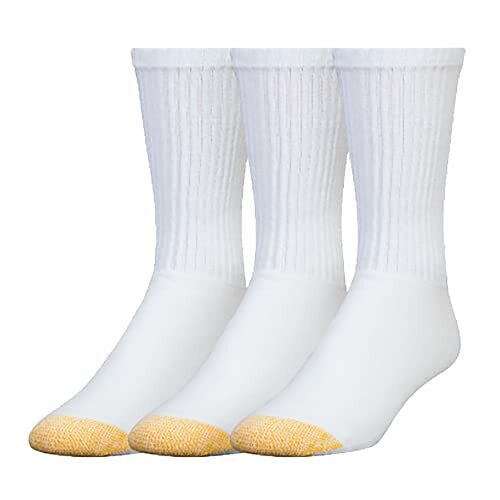 Gold Toe Men's Ultra Tec Performance Crew Athletic Socks 3 Pairs White
