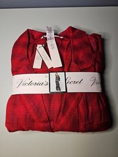 Victorias Secret Flannel PJ Set Long Sleeve Red Plaid Sz Medium NWT