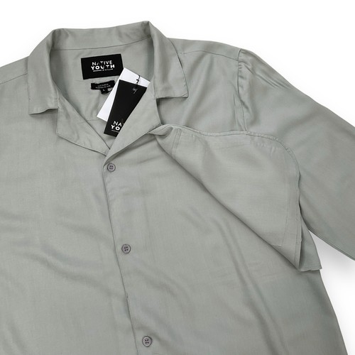 Native Youth Mens Green Long Sleeve Rayon Button Down Shirt Size L NWT - Picture 7 of 13